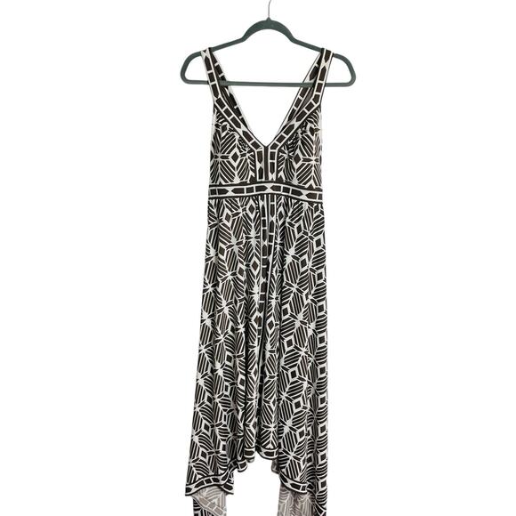 Vtg INC International Concepts Asymmetric Dress Womens XL Brown Aztec Babydoll - Picture 1 of 8